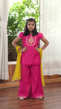 Pink Mustard Embroidery Palazzo Set