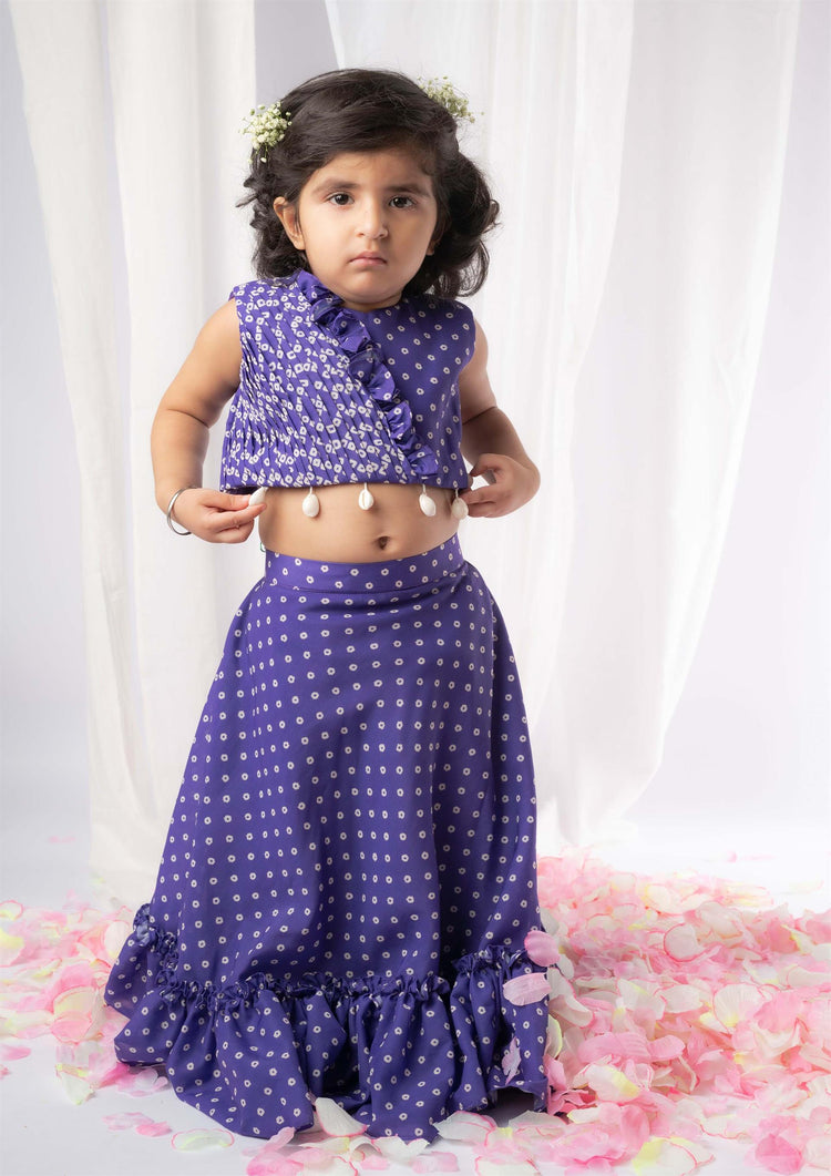 Purple Bandhej Ghaghra Set