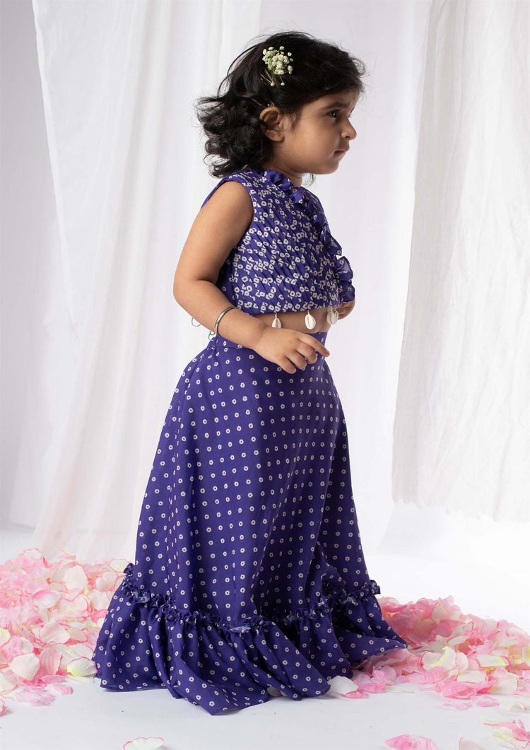 Purple Bandhej Ghaghra Set