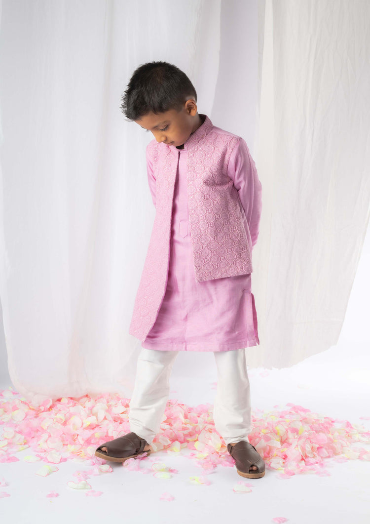 Lilac Chikankari Kurta Set