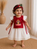 Red and White Dhanlakshmi Frock