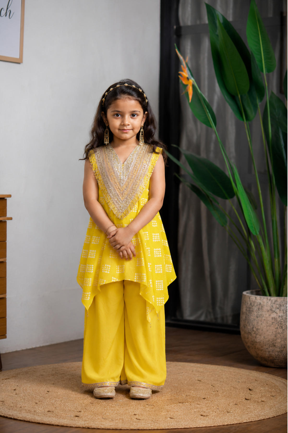 YELLOW BANDHEJ PALAZZO SET
