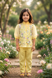 Yellow 3d flower Embroidered Top and Pant