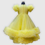 Yellow Sequins Hi Low Gown