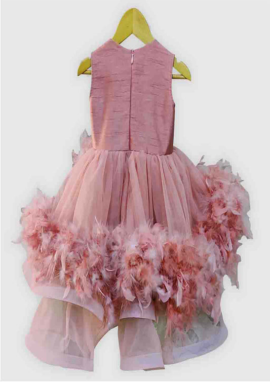 Onion Pink Hi Low Feather Gown