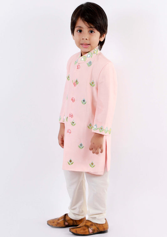 Pink Embroidered Achkan