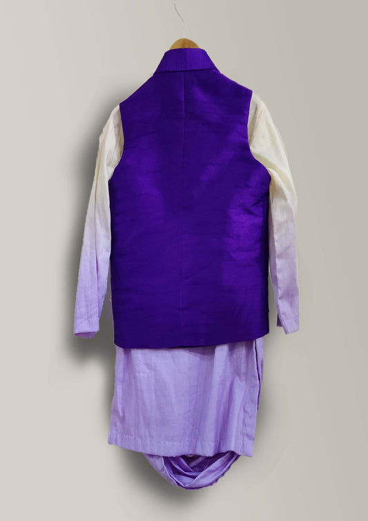 Purple Embroidered Nehru Set