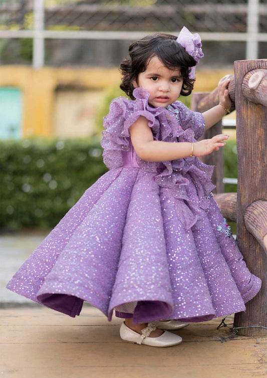 Purple Sequins Structure Gown