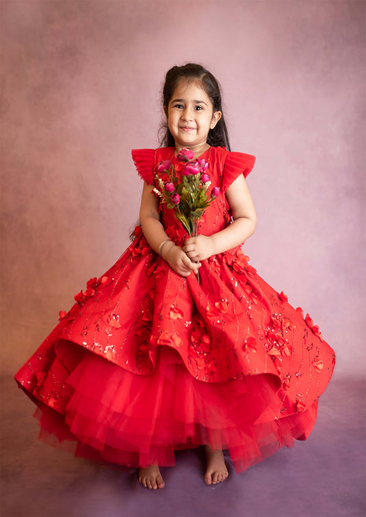 Red 3D Princess Gown