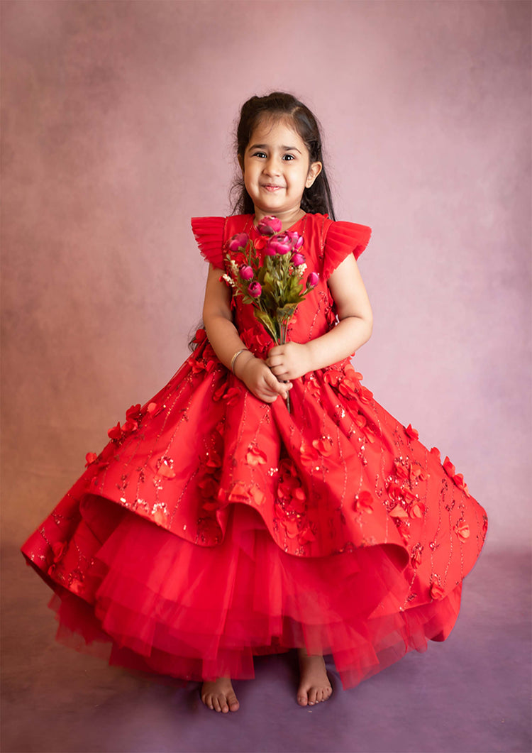 Red 3D Princess Gown